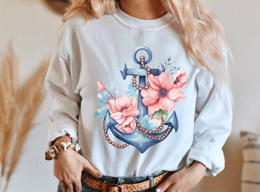Floral Anchor Crewneck Sweatshirt