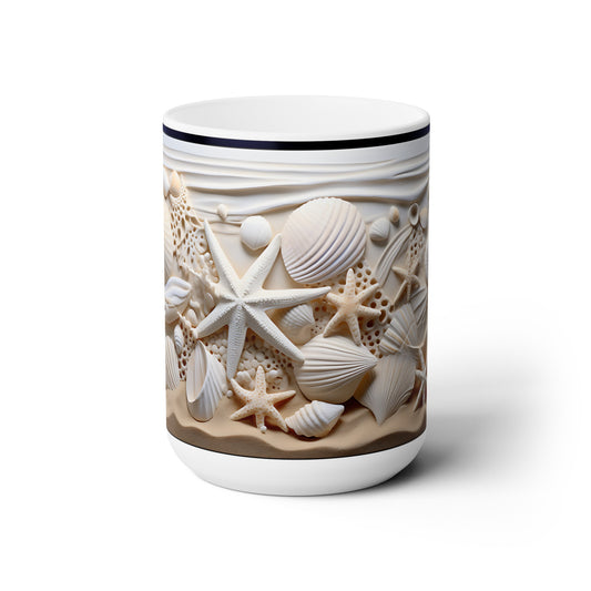 Seashell Ceramic Mug, 15 oz