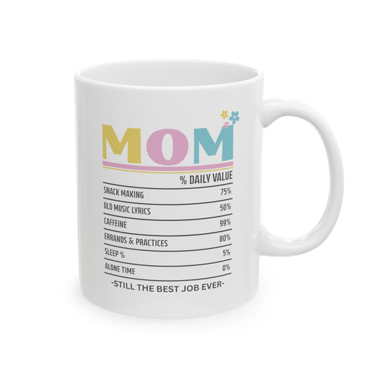 Mom - Best Job Ever Ceramic Mug (Pastel Colors), 11 oz