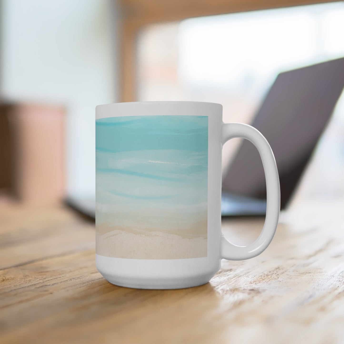 Coastal Themed Ceramic Mug, 15oz