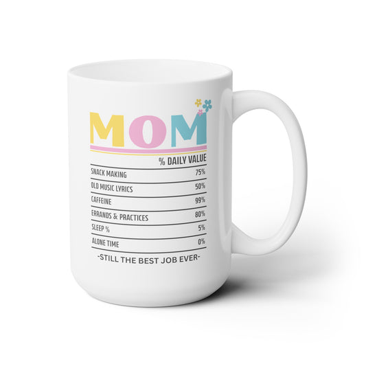 Mom - Best Job Ever Ceramic Mug (Pastel Colors), 15 oz