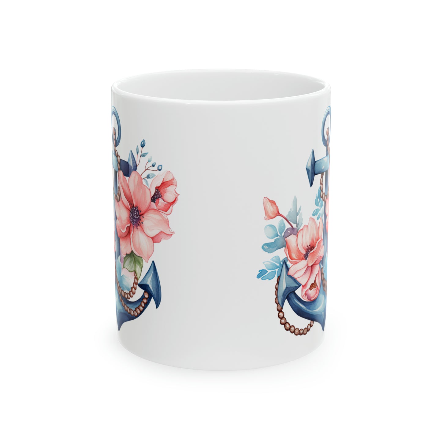 Floral Anchor Mug, 11oz